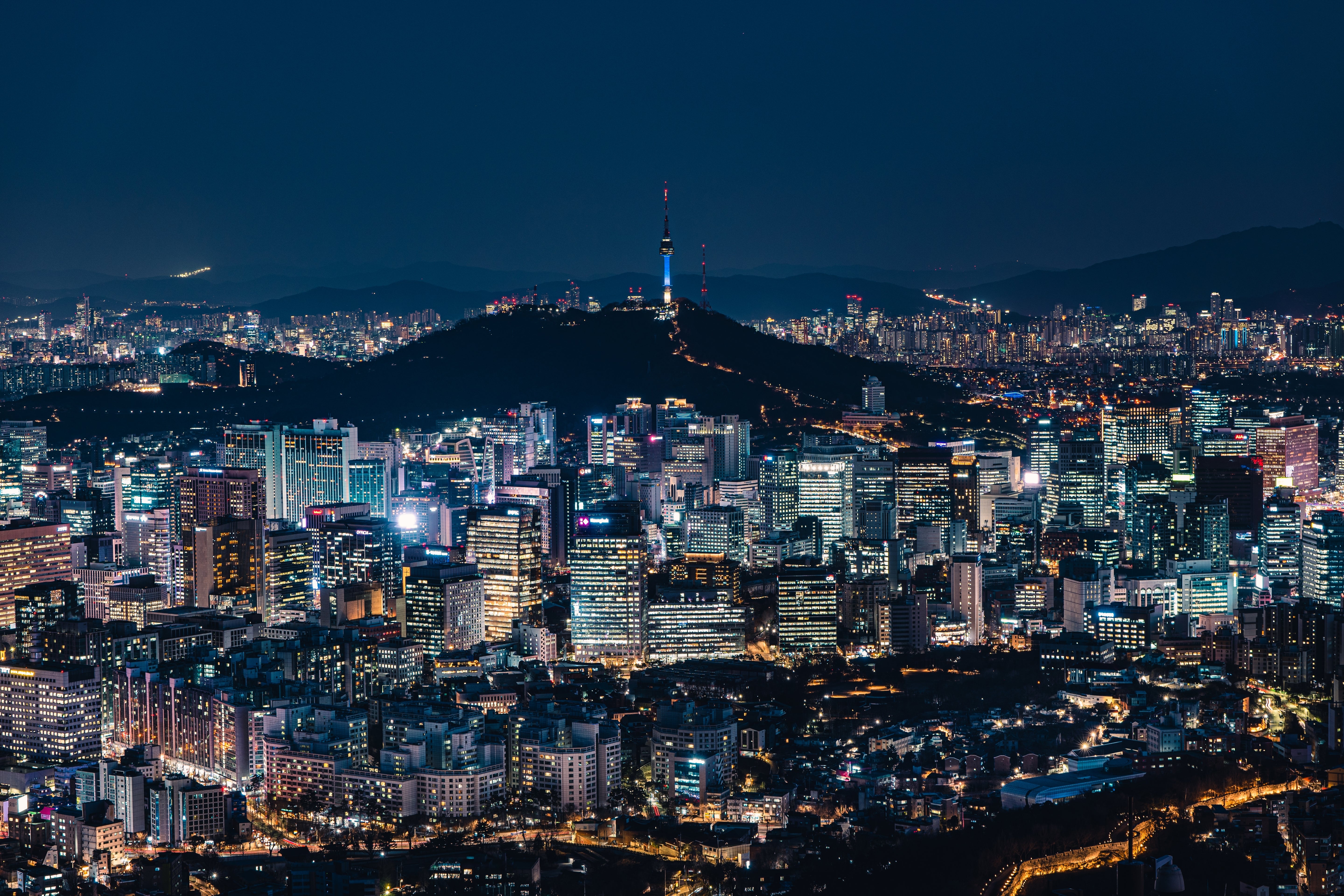 Seoul at night view of Namsan